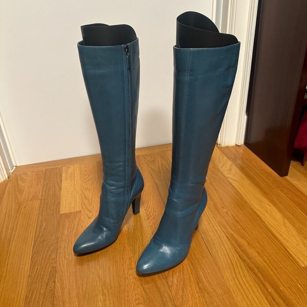 Sergio Rossi Teal Leather Boots Size 36.5